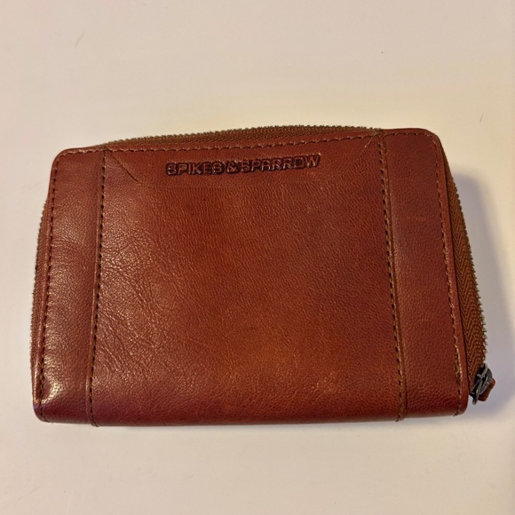 Spikes & Sparrow Genuine Leather Accordion Zip Mens Wallet Chestnut Brown - Picture 1 of 3